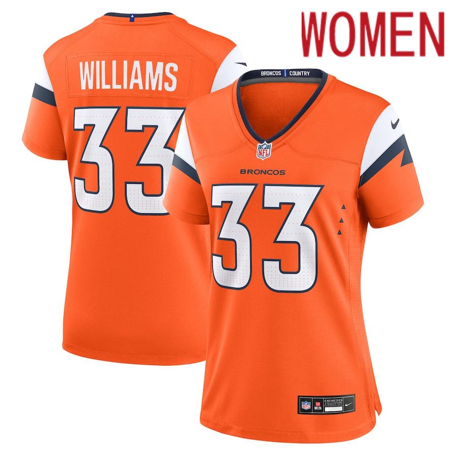 Women Denver Broncos #33 Javonte Williams Nike Orange Game NFL Jersey